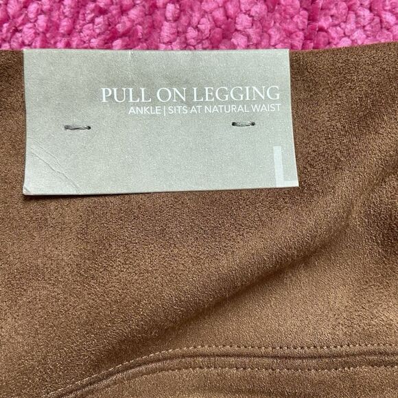 Soft Surroundings Faux Suede Pull On Ankle Leggings Saddle Brown Size Large - Picture 9 of 13